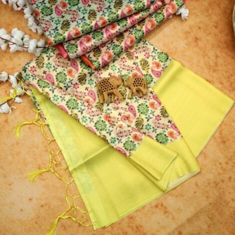Soft Silk Beautiful floral print Saree (Luxury Feel, comfortable, light weight) Wedding Special