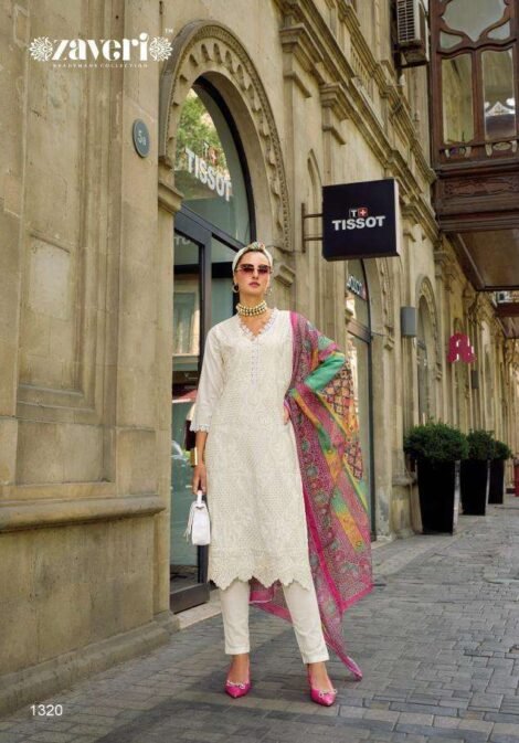 Designer Off-White Cotton Suit(Alisha3 pcs Set, trendy ethnic wear)